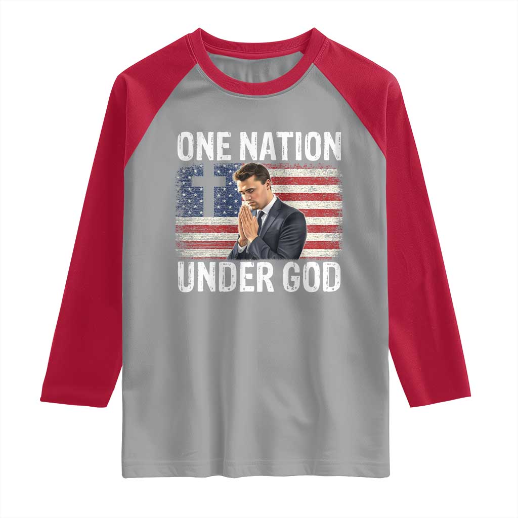 Charlie Kirk Christian Raglan Shirt One Nation Under God Patriotic Faith - Wonder Print Shop