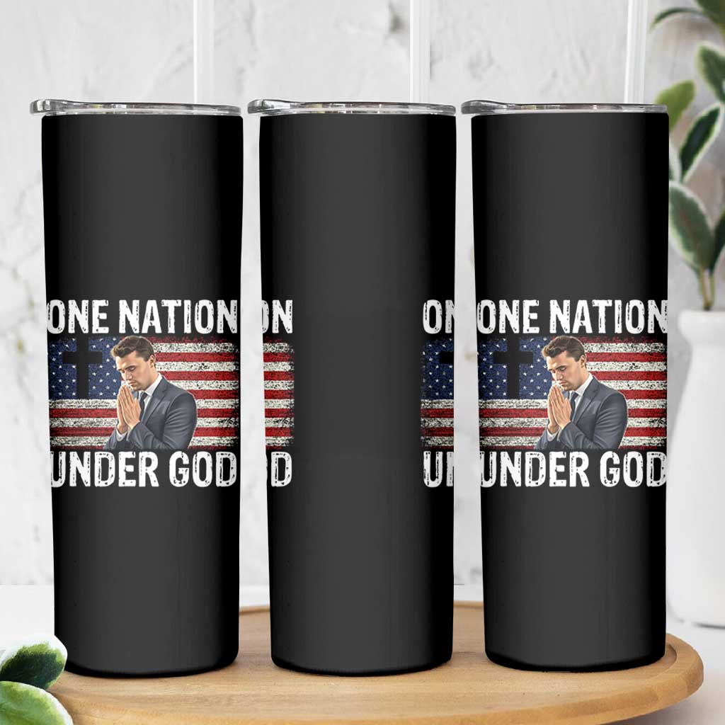 Charlie Kirk Christian Skinny Tumbler One Nation Under God Patriotic Faith - Wonder Print Shop