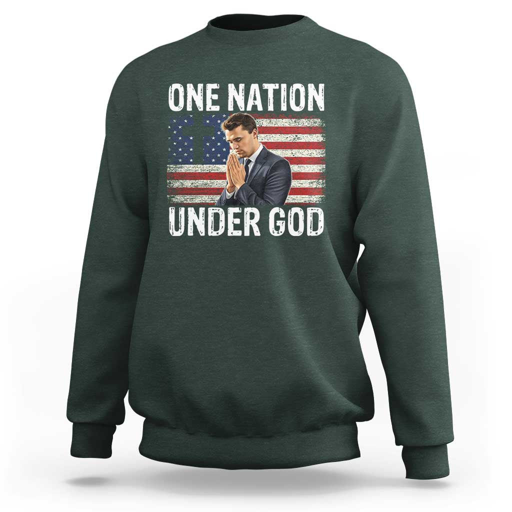 Charlie Kirk Christian Sweatshirt One Nation Under God Patriotic Faith - Wonder Print Shop