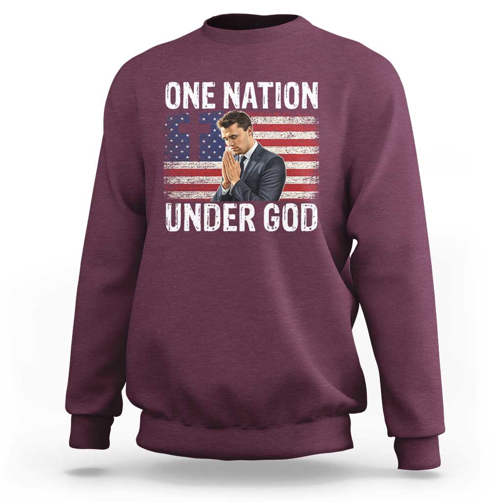 Charlie Kirk Christian Sweatshirt One Nation Under God Patriotic Faith - Wonder Print Shop