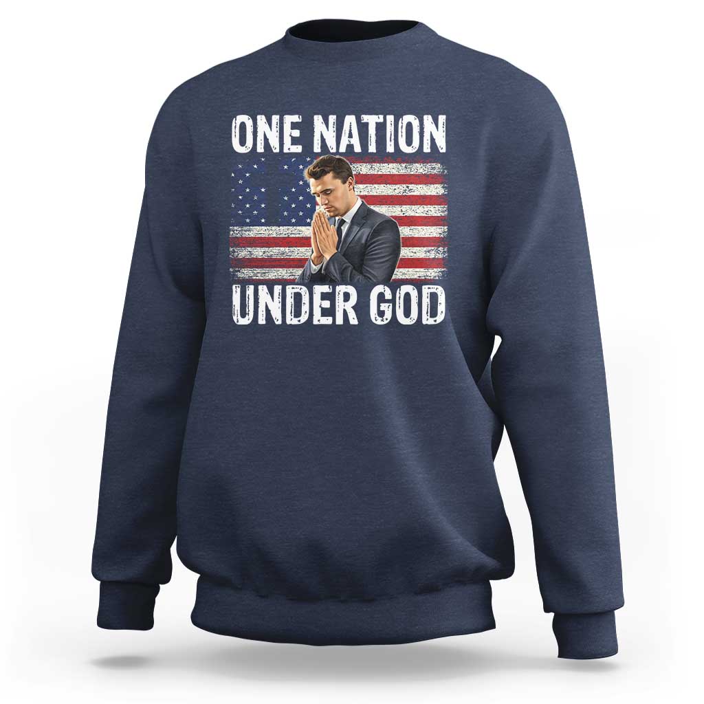 Charlie Kirk Christian Sweatshirt One Nation Under God Patriotic Faith - Wonder Print Shop