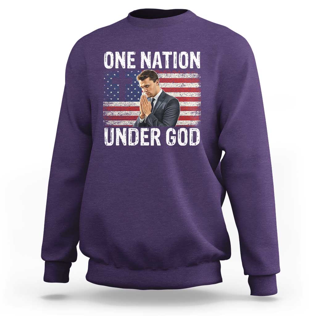 Charlie Kirk Christian Sweatshirt One Nation Under God Patriotic Faith - Wonder Print Shop