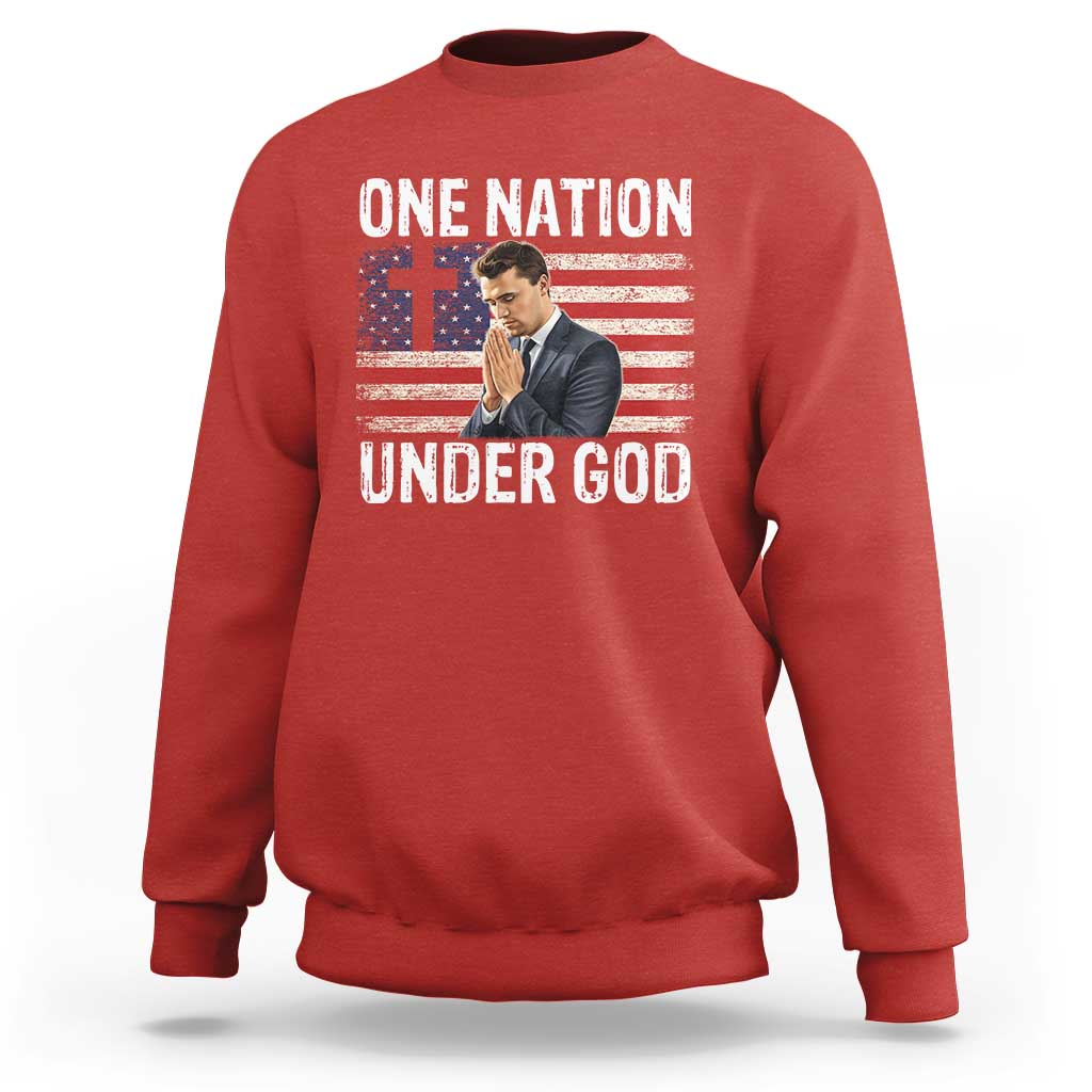 Charlie Kirk Christian Sweatshirt One Nation Under God Patriotic Faith - Wonder Print Shop