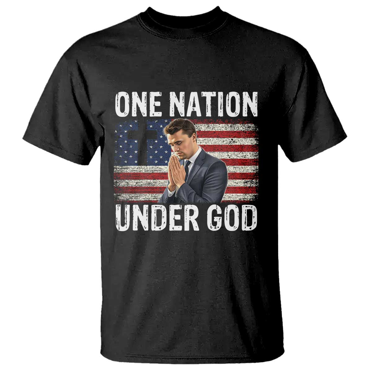 Charlie Kirk Christian T Shirt One Nation Under God Patriotic Faith - Wonder Print Shop