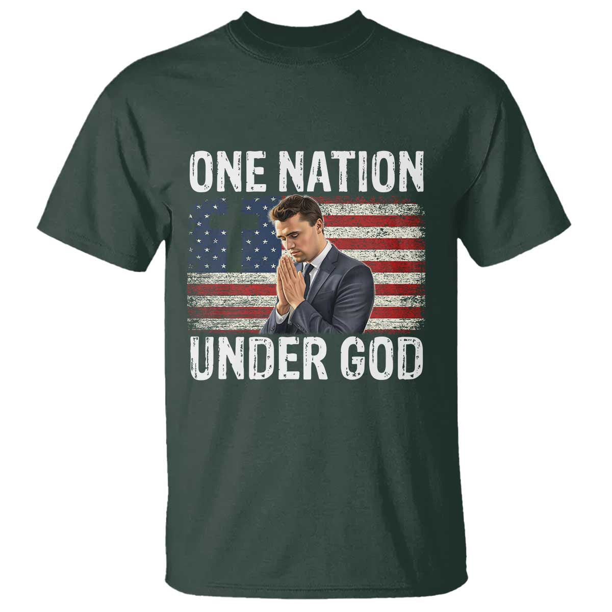 Charlie Kirk Christian T Shirt One Nation Under God Patriotic Faith - Wonder Print Shop