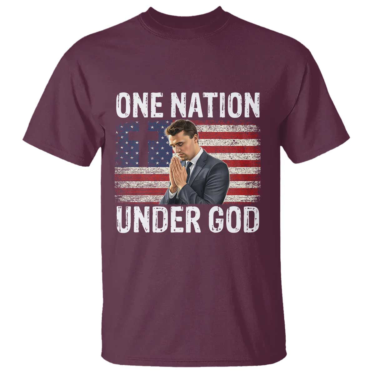Charlie Kirk Christian T Shirt One Nation Under God Patriotic Faith - Wonder Print Shop