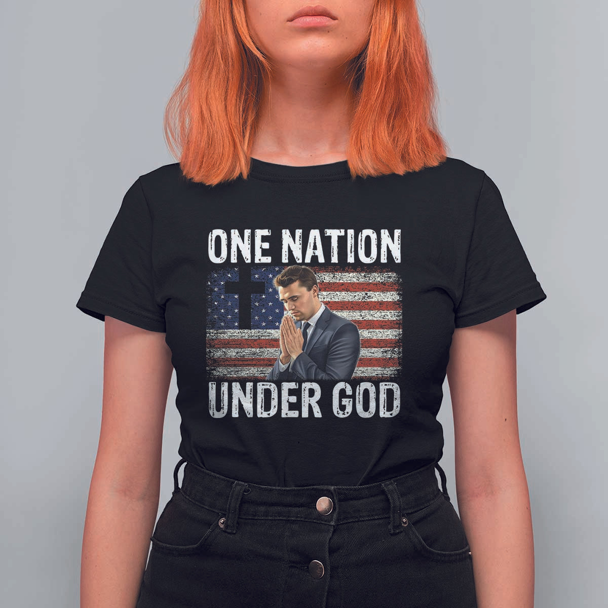 Charlie Kirk Christian T Shirt For Women One Nation Under God Patriotic Faith - Wonder Print Shop