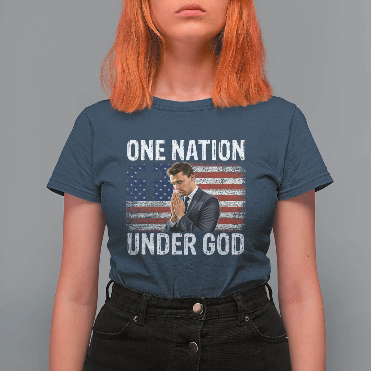 Charlie Kirk Christian T Shirt For Women One Nation Under God Patriotic Faith - Wonder Print Shop