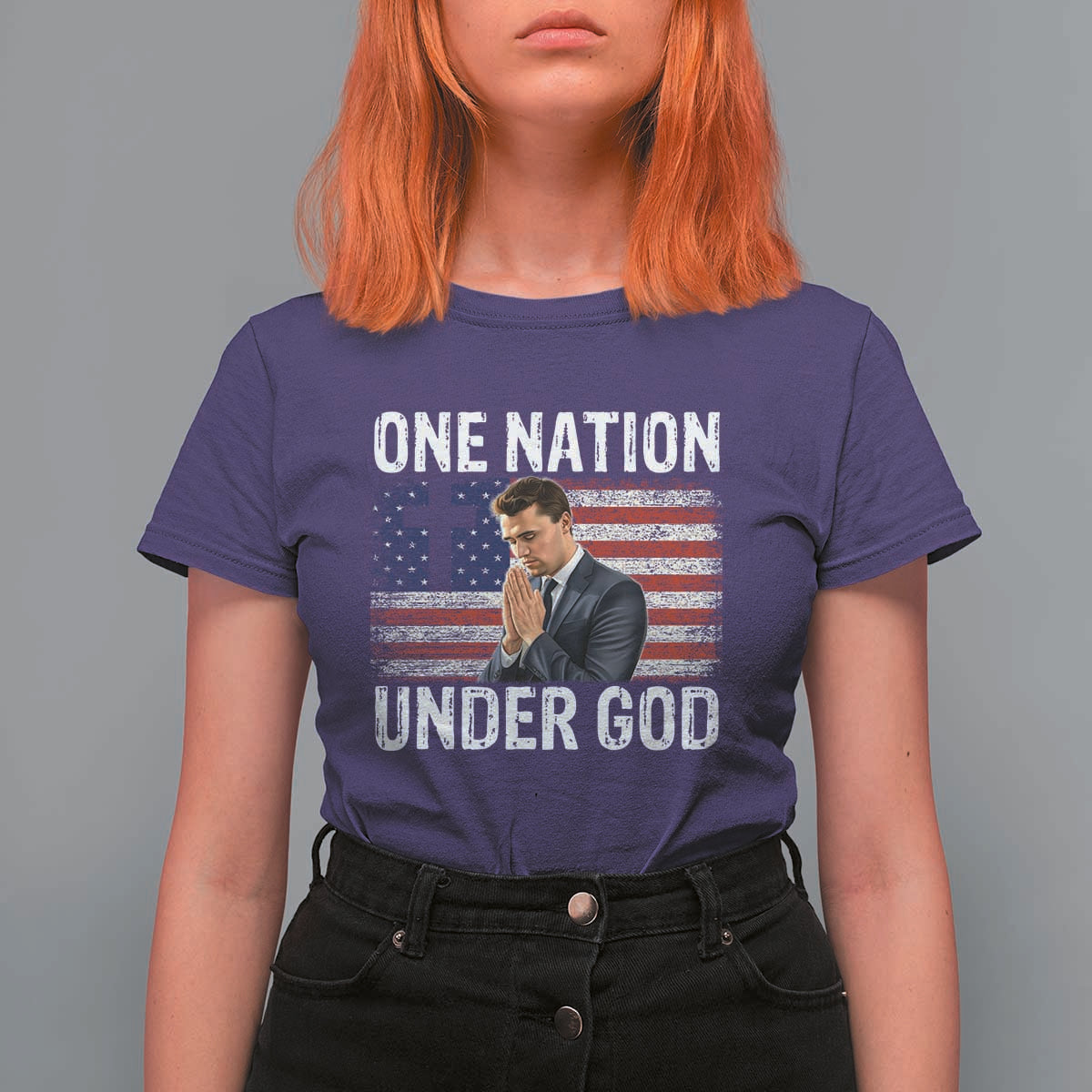 Charlie Kirk Christian T Shirt For Women One Nation Under God Patriotic Faith - Wonder Print Shop