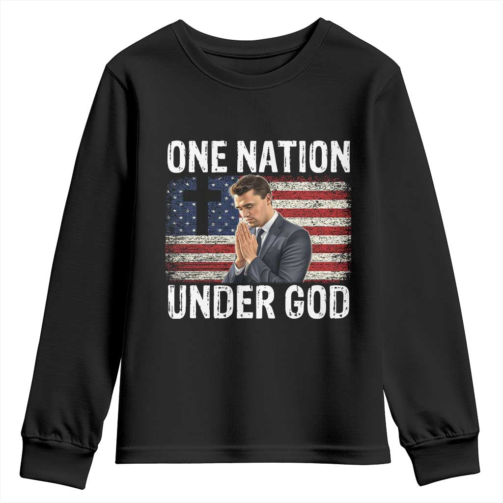Charlie Kirk Christian Youth Sweatshirt One Nation Under God Patriotic Faith - Wonder Print Shop