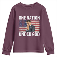 Charlie Kirk Christian Youth Sweatshirt One Nation Under God Patriotic Faith - Wonder Print Shop