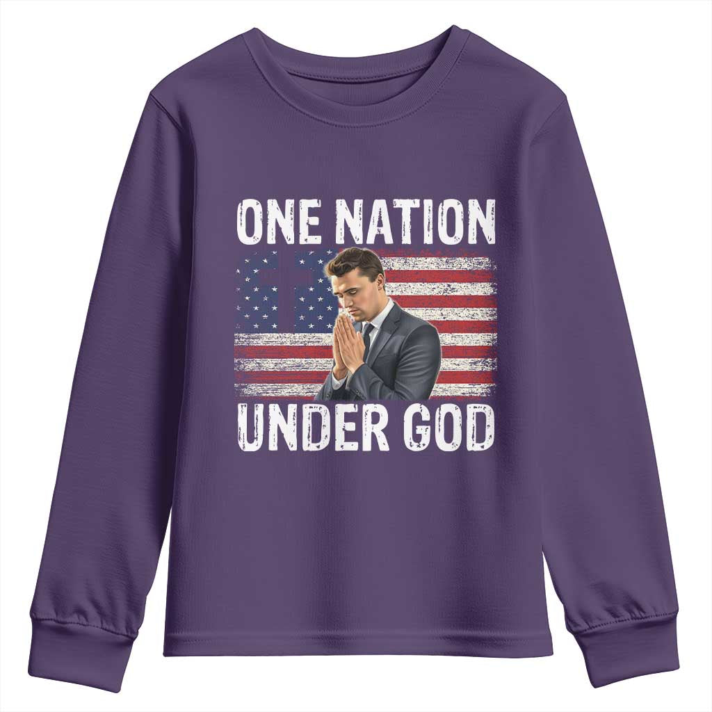 Charlie Kirk Christian Youth Sweatshirt One Nation Under God Patriotic Faith - Wonder Print Shop