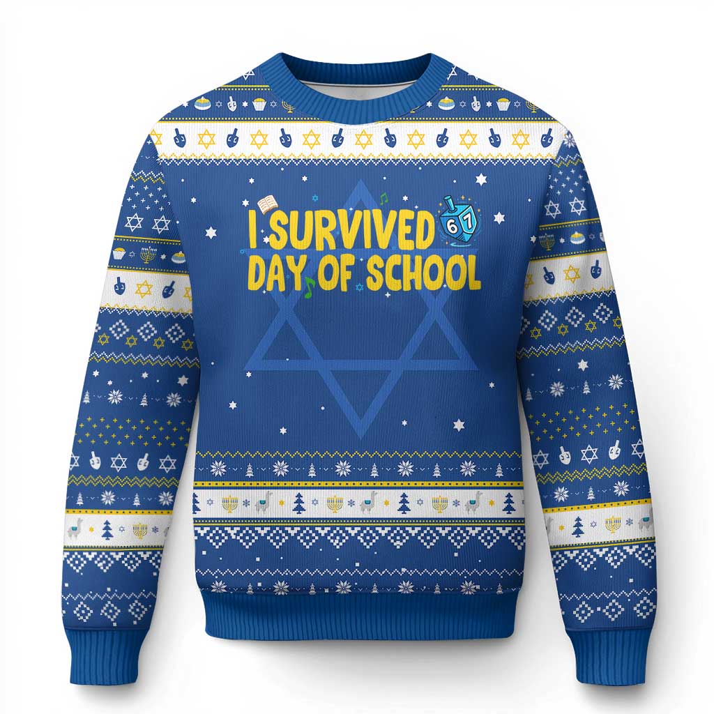 67 Six Seven Meme Hanukkah Ugly Sweater Funny Dreidel Chanukkah - Wonder Print Shop