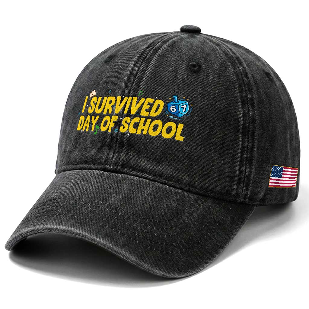 67 Six Seven Meme Washed Cotton Baseball Cap Funny Hanukkah School Days