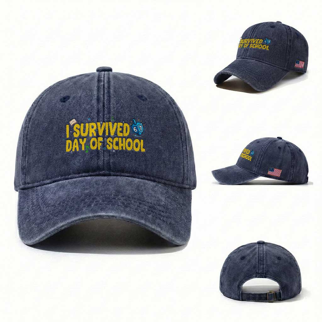 67 Six Seven Meme Washed Cotton Baseball Cap Funny Hanukkah School Days