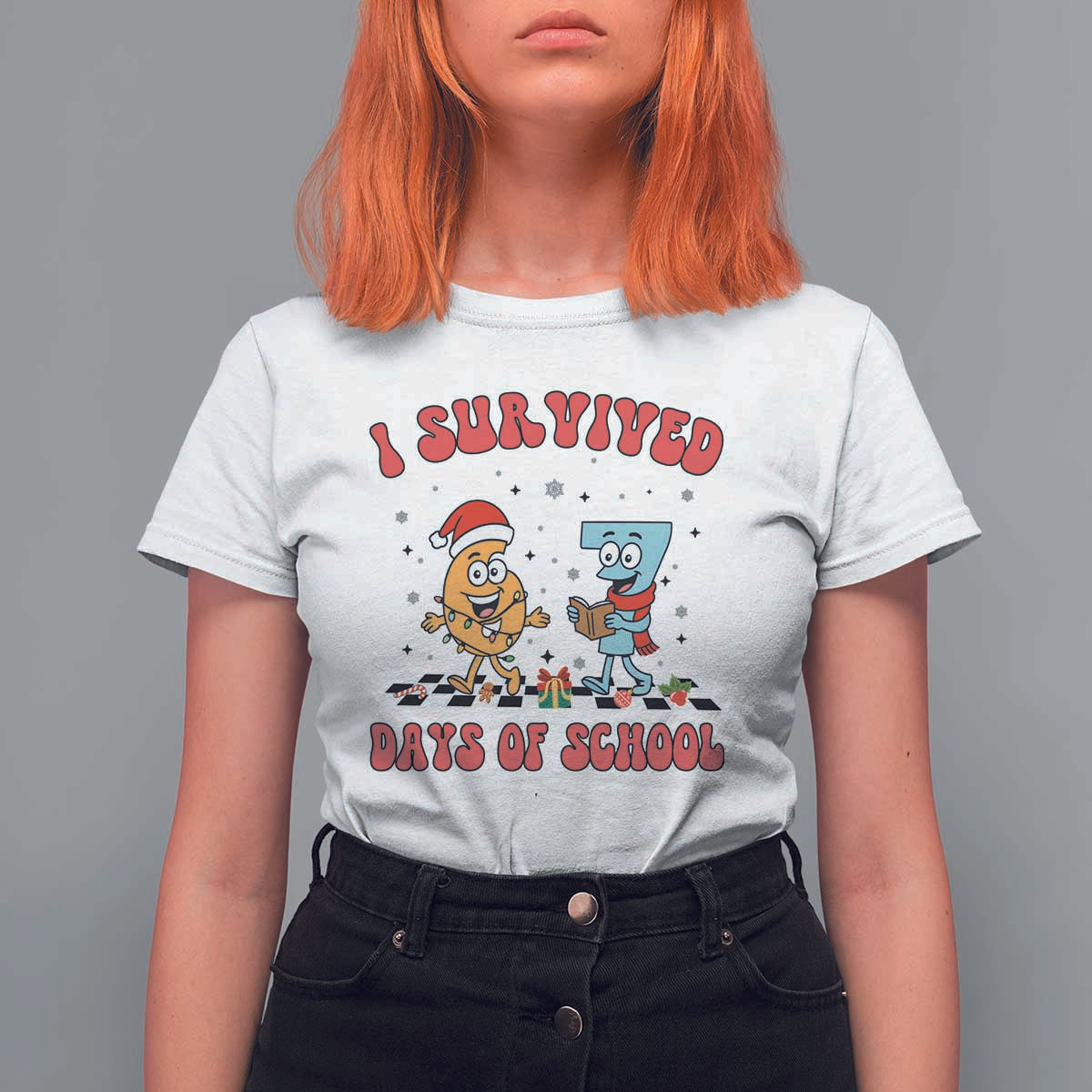 67 Six Seven Christmas Meme T Shirt For Women I Survived Days Of School - Wonder Print Shop