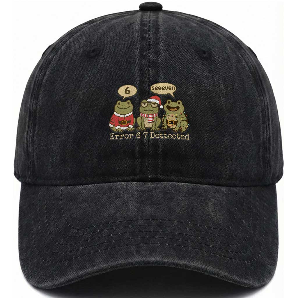 67 Six Seven Christmas Meme Washed Cotton Baseball Cap Funny Frog Christmas Xmas