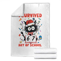 I Survived 67 Days Of School Cat Meme Throw Blanket Funny Christmas Six Seven Meme - Wonder Print Shop