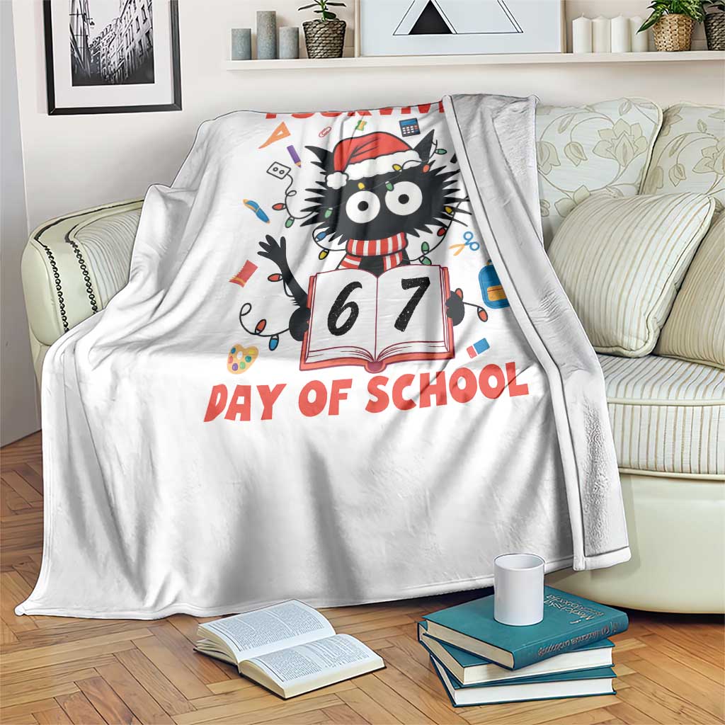 I Survived 67 Days Of School Cat Meme Throw Blanket Funny Christmas Six Seven Meme - Wonder Print Shop