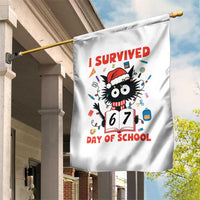 I Survived 67 Days Of School Cat Meme Garden Flag Funny Christmas Six Seven Meme - Wonder Print Shop