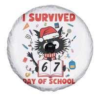 I Survived 67 Days Of School Cat Meme Spare Tire Cover Funny Christmas Six Seven Meme - Wonder Print Shop