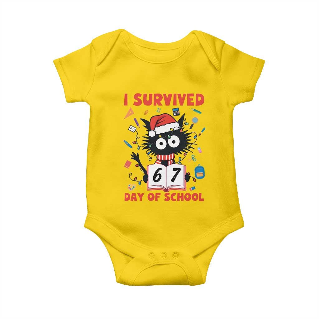 I Survived 67 Days Of School Cat Meme Baby Onesie Funny Christmas Six Seven Meme - Wonder Print Shop