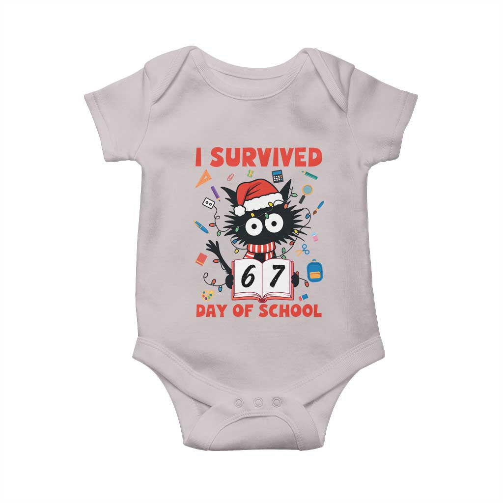I Survived 67 Days Of School Cat Meme Baby Onesie Funny Christmas Six Seven Meme - Wonder Print Shop