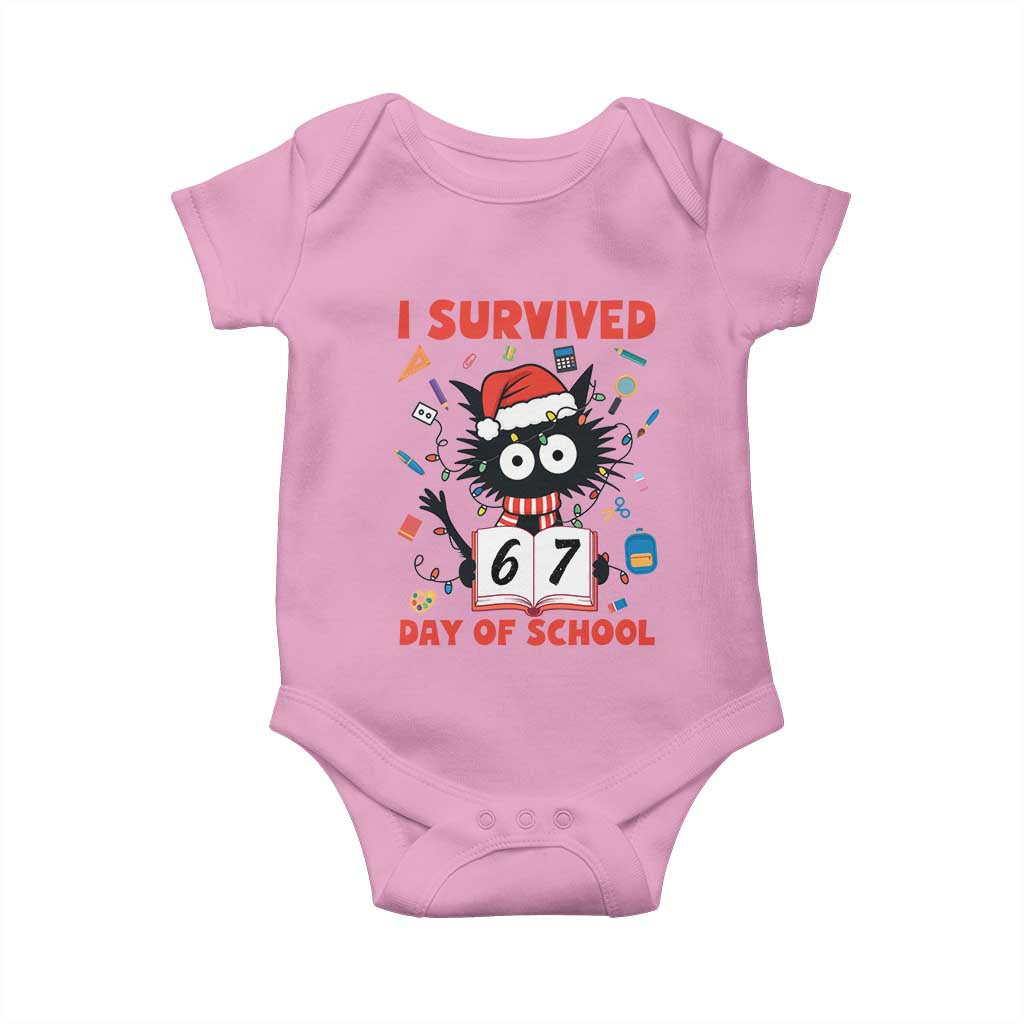 I Survived 67 Days Of School Cat Meme Baby Onesie Funny Christmas Six Seven Meme - Wonder Print Shop
