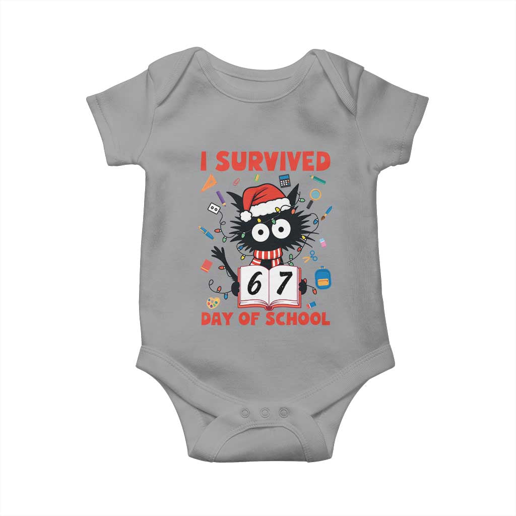 I Survived 67 Days Of School Cat Meme Baby Onesie Funny Christmas Six Seven Meme - Wonder Print Shop