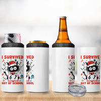 I Survived 67 Days Of School Cat Meme 4 in 1 Can Cooler Tumbler Funny Christmas Six Seven Meme - Wonder Print Shop