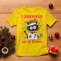 I Survived 67 Days Of School Cat Meme T Shirt Funny Christmas Six Seven Meme - Wonder Print Shop