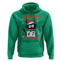 I Survived 67 Days Of School Cat Meme Hoodie Funny Christmas Six Seven Meme - Wonder Print Shop