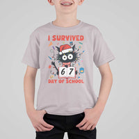 I Survived 67 Days Of School Cat Meme T Shirt For Kid Funny Christmas Six Seven Meme - Wonder Print Shop