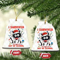 I Survived 67 Days Of School Cat Meme Ceramic Ornament Funny Christmas Six Seven Meme - undefined