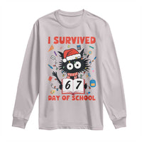 I Survived 67 Days Of School Cat Meme Long Sleeve Shirt Funny Christmas Six Seven Meme - Wonder Print Shop