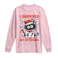 I Survived 67 Days Of School Cat Meme Long Sleeve Shirt Funny Christmas Six Seven Meme - Wonder Print Shop