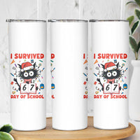 I Survived 67 Days Of School Cat Meme Skinny Tumbler Funny Christmas Six Seven Meme - Wonder Print Shop