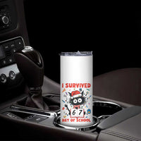 I Survived 67 Days Of School Cat Meme Skinny Tumbler Funny Christmas Six Seven Meme - Wonder Print Shop