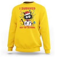 I Survived 67 Days Of School Cat Meme Sweatshirt Funny Christmas Six Seven Meme - Wonder Print Shop