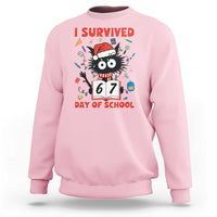 I Survived 67 Days Of School Cat Meme Sweatshirt Funny Christmas Six Seven Meme - Wonder Print Shop