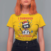 I Survived 67 Days Of School Cat Meme T Shirt For Women Funny Christmas Six Seven Meme - Wonder Print Shop