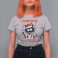 I Survived 67 Days Of School Cat Meme T Shirt For Women Funny Christmas Six Seven Meme - Wonder Print Shop