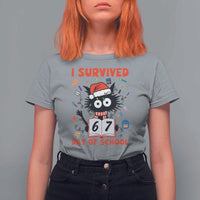 I Survived 67 Days Of School Cat Meme T Shirt For Women Funny Christmas Six Seven Meme - Wonder Print Shop