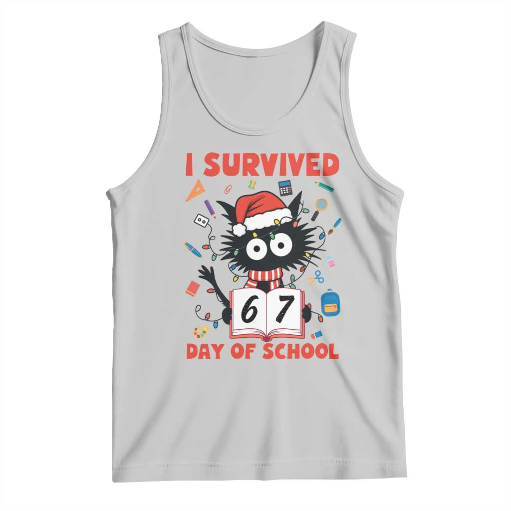 I Survived 67 Days Of School Cat Meme Tank Top Funny Christmas Six Seven Meme - Wonder Print Shop