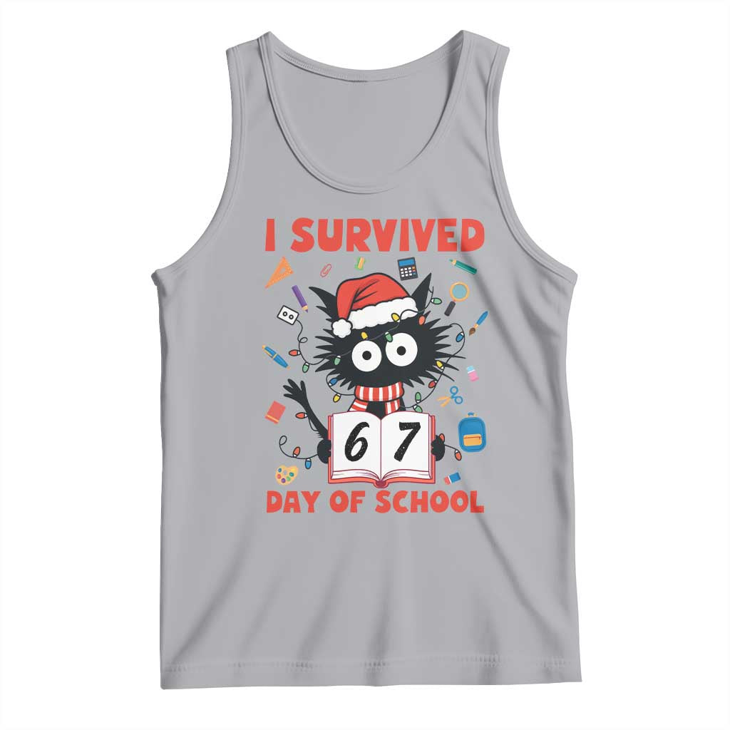 I Survived 67 Days Of School Cat Meme Tank Top Funny Christmas Six Seven Meme - Wonder Print Shop