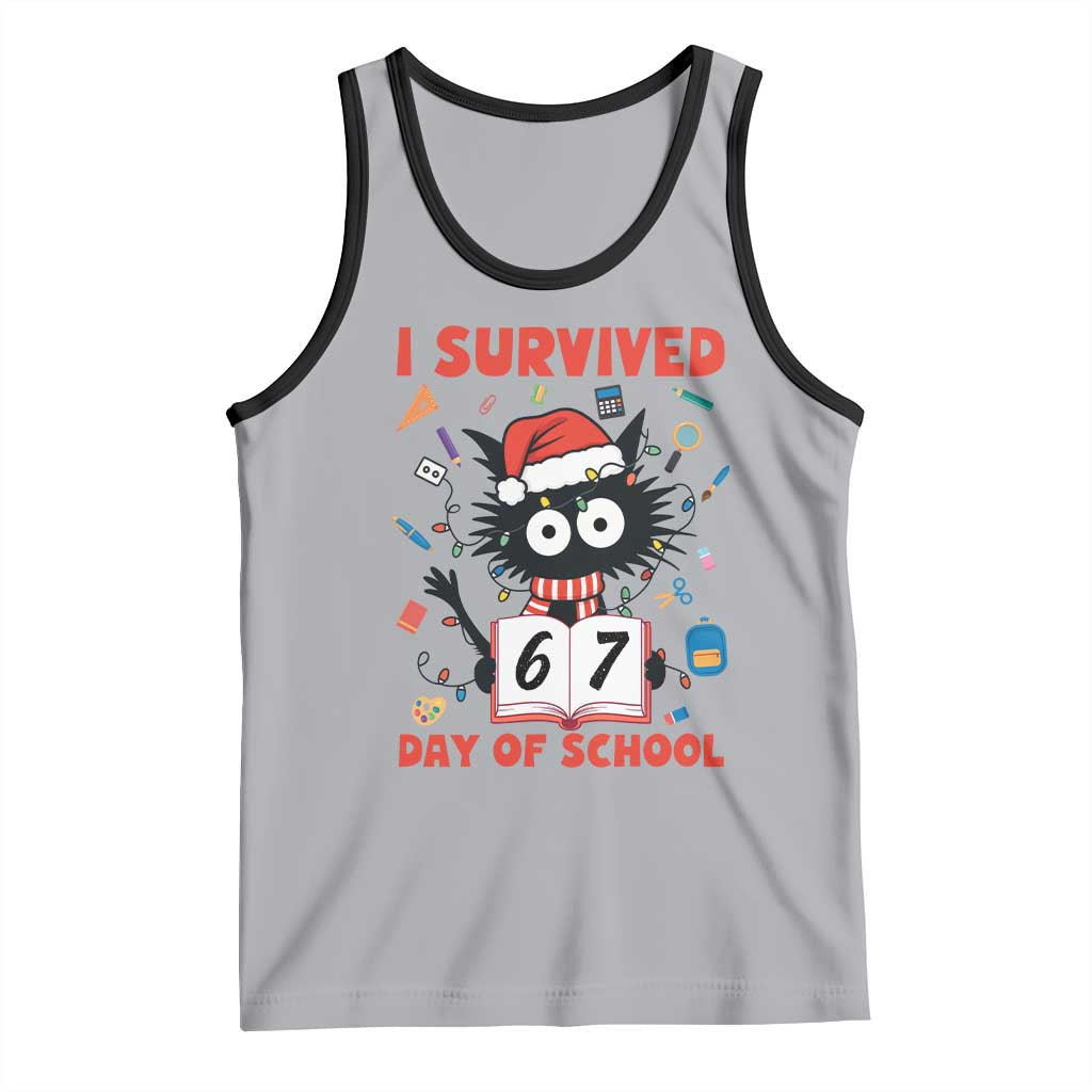 I Survived 67 Days Of School Cat Meme Tank Top Funny Christmas Six Seven Meme - Wonder Print Shop