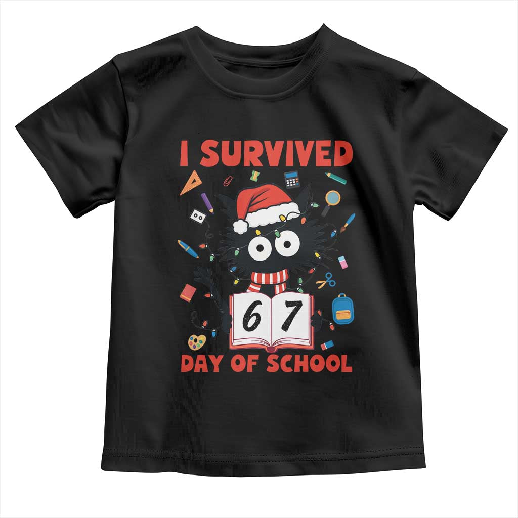 I Survived 67 Days Of School Cat Meme Toddler T Shirt Funny Christmas Six Seven Meme - Wonder Print Shop