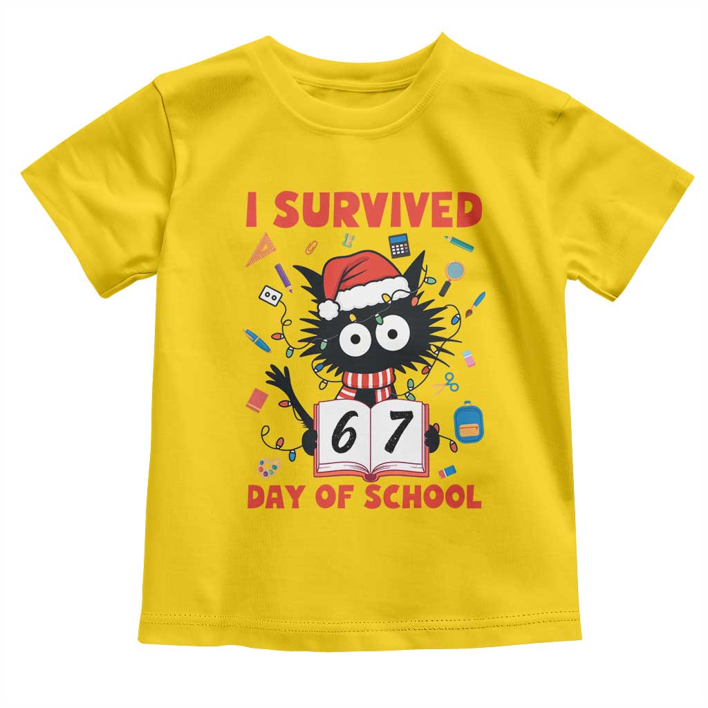I Survived 67 Days Of School Cat Meme Toddler T Shirt Funny Christmas Six Seven Meme - Wonder Print Shop