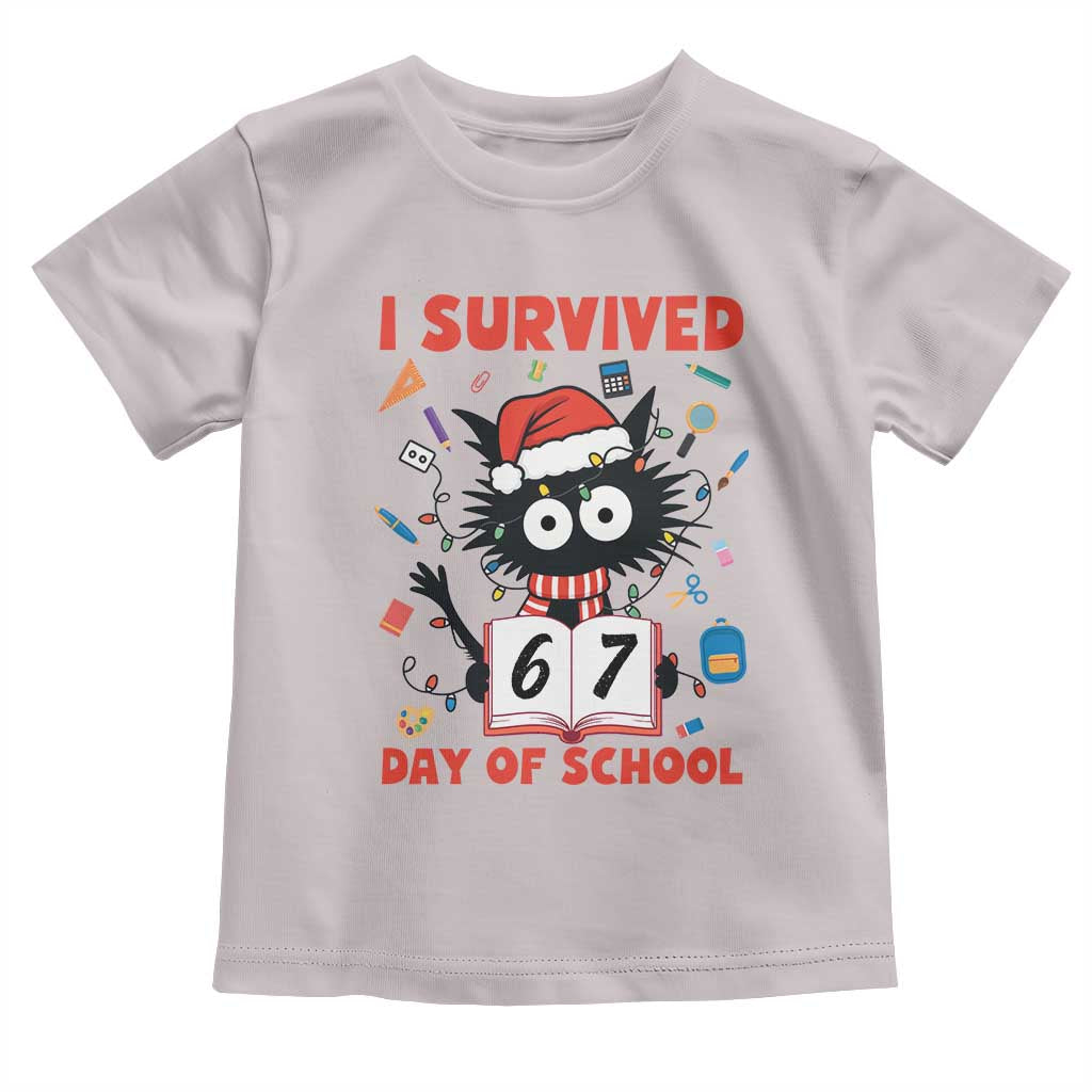 I Survived 67 Days Of School Cat Meme Toddler T Shirt Funny Christmas Six Seven Meme - Wonder Print Shop