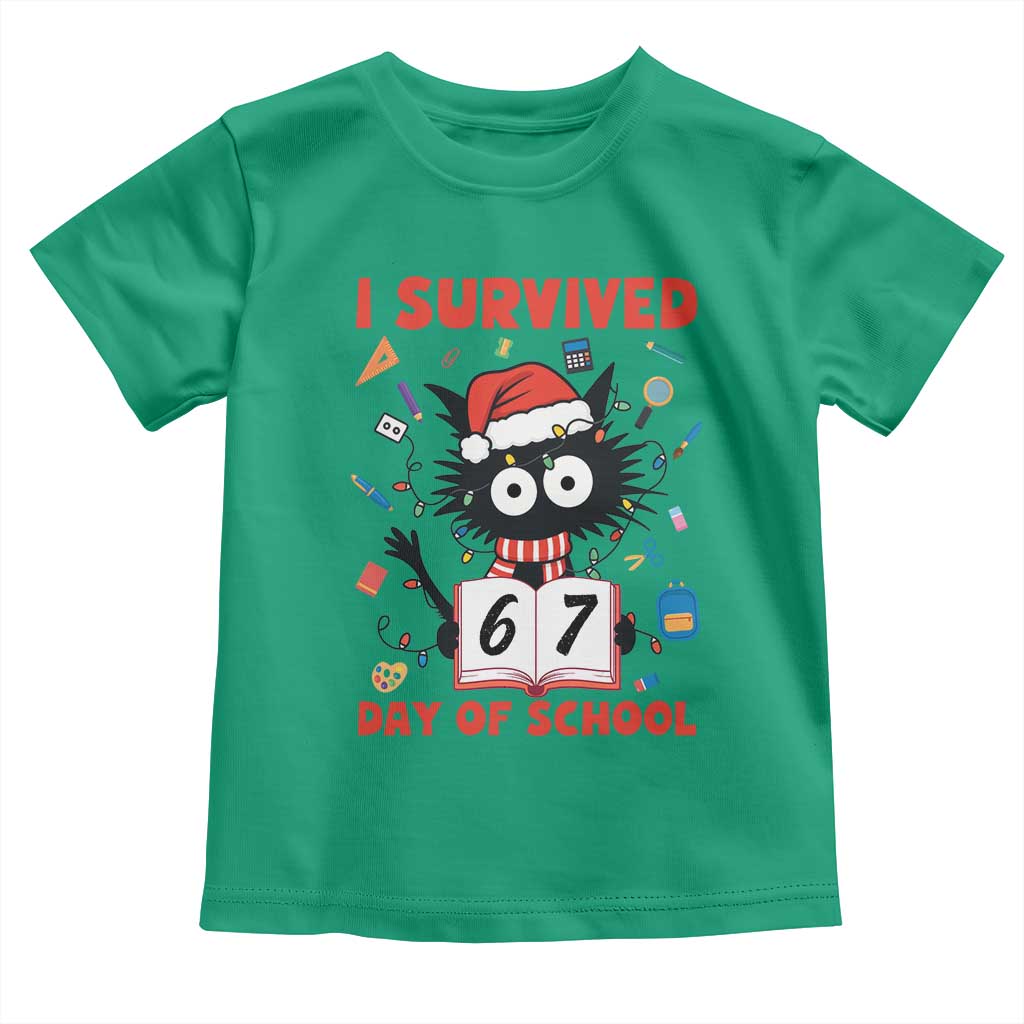 I Survived 67 Days Of School Cat Meme Toddler T Shirt Funny Christmas Six Seven Meme - Wonder Print Shop